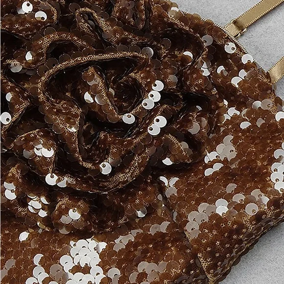 Brown Sequins Maxi Dress - Picture 7 of 8